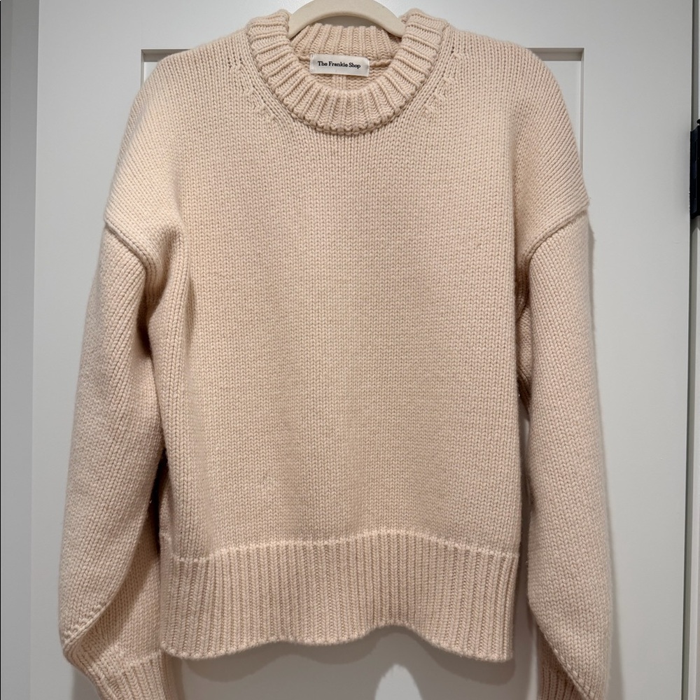 LIKE NEW The Frankie Shop women's crew neck sweater in ivory, size XS/S - Picture 3 of 3